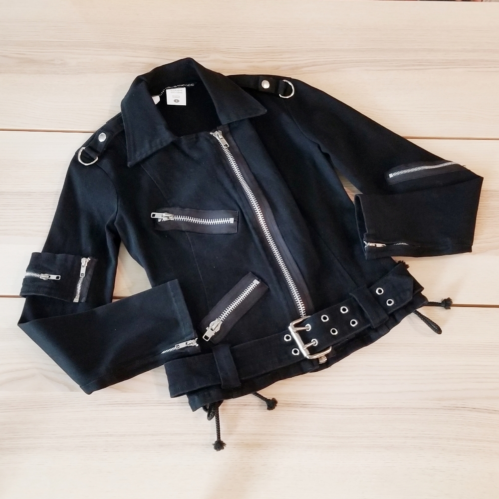 Y2K Lip Service "Chained to the Radiator" Cotton Moto Jacket